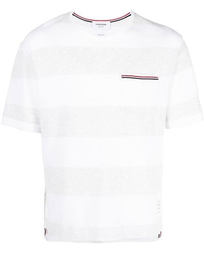 Thom Browne T-shirt in cotone piqué - Bianco