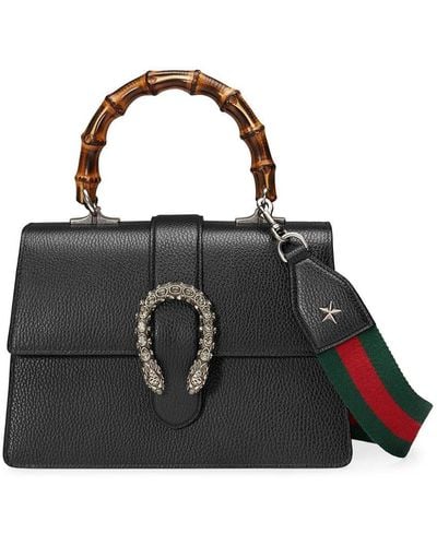 Gucci Dionysus Leather Top Handle Bag - Black