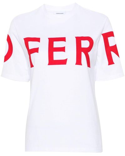 Ferragamo Katoenen T-shirt Met Logoprint - Wit