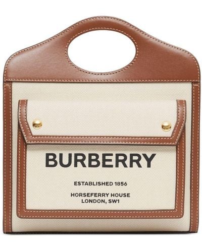 Burberry Mini Two-tone Pocket Bag - Natural