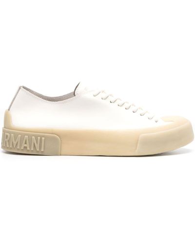 Emporio Armani Logo-sole Leather Trainers - White