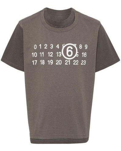 MM6 by Maison Martin Margiela Two-Layer Cotton T-Shirt - Grey