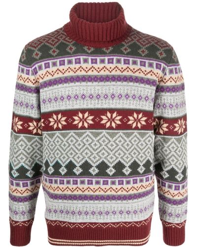 Ballantyne Intarsia-knit Wool Sweater - Red