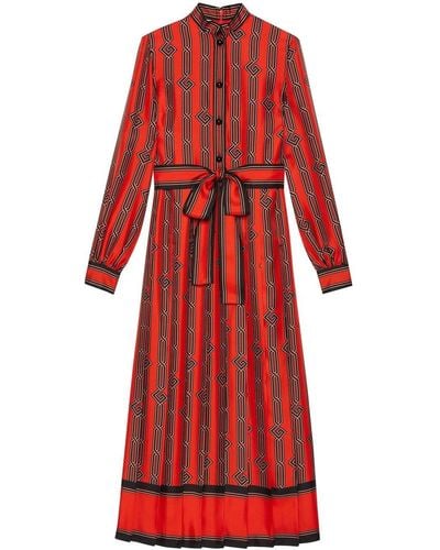 Gucci Seidenkleid mit Ketten-Print - Rot