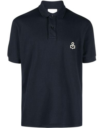 Isabel Marant Logo-embroidered Cotton Polo Shirt - Blue