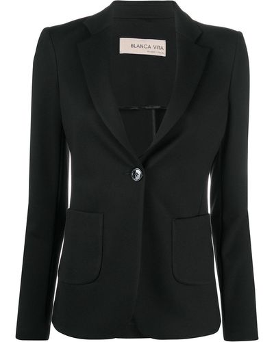 Blanca Vita Blazer con botón - Negro