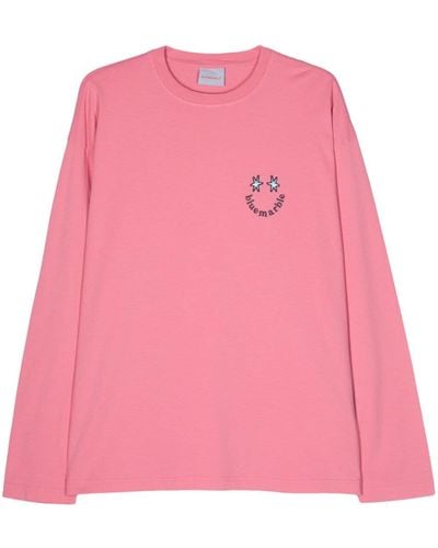 Bluemarble Logo-embroidered Cotton T-shirt - Pink