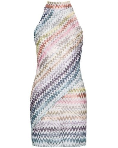Missoni Zigzag Lamé Mini Dress - Women's - Metallic Fibre/viscose/polyamide/polyester - White