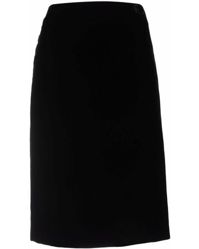 Saint Laurent Velvet High-waisted Midi Skirt - Black