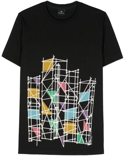 PS by Paul Smith Graphic-print Cotton T-shirt - Black