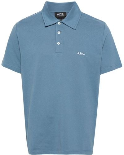 A.P.C. Austin Logo-embroidered Polo Shirt - Blue