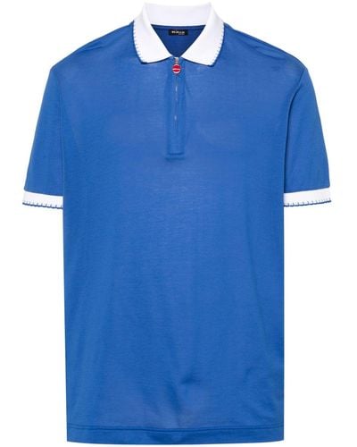 Kiton Katoenen Poloshirt Met Geborduurd Logo - Blauw