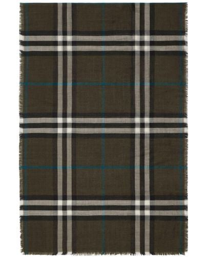 Burberry Reversible Check Wool Silk Scarf - Green