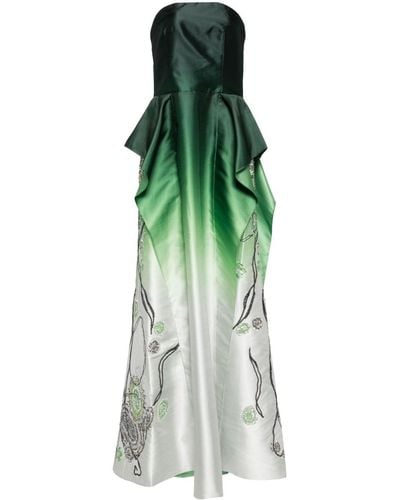 Saiid Kobeisy Gradient-effect Taffeta Strapless Dress - Green