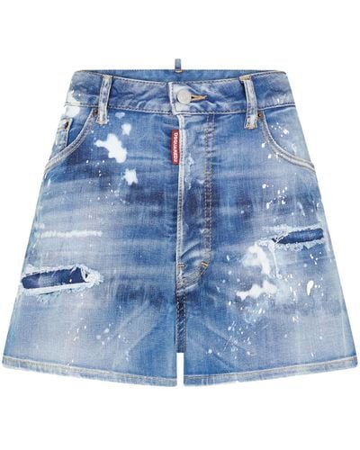 DSquared² Shorts denim con effetto vissuto - Blu
