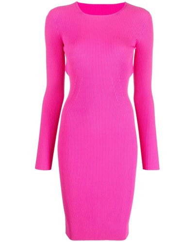 Laneus Backless Ribbed-knit Dress - Pink