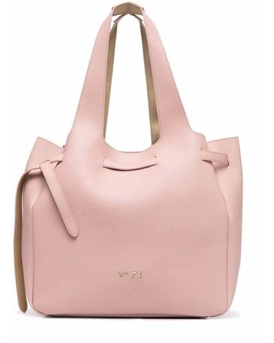 V73 Logo-plaque Faux-leather Tote Bag - Pink