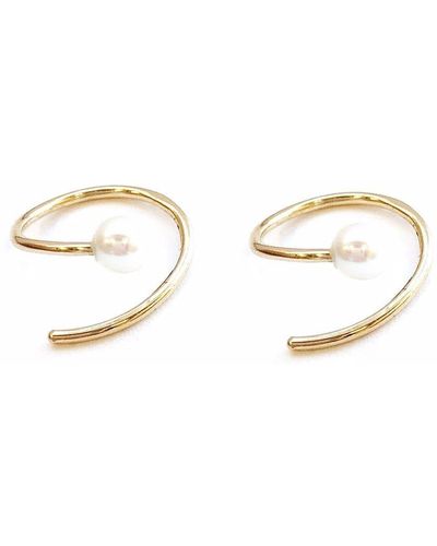 POPPY FINCH 14kt Yellow Gold Pearl Spiral Earrings - Metallic