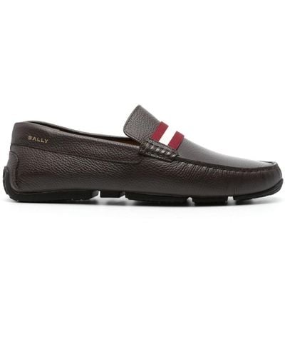 Bally Logo-print Leather Loafers - Brown