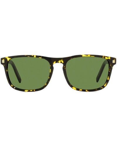 Zegna Tortoiseshell-effect Rectangle-frame Sunglasses - Green