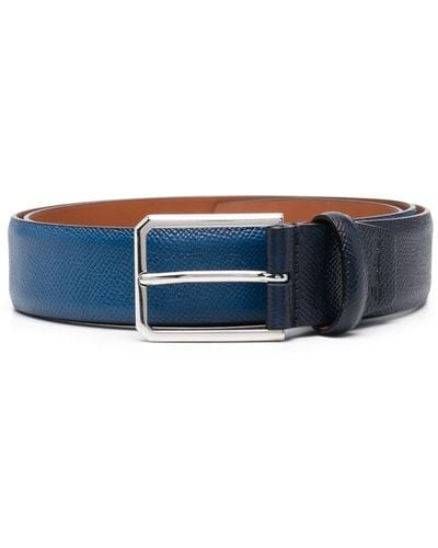 Santoni Square-buckle Leather Belt - Blue