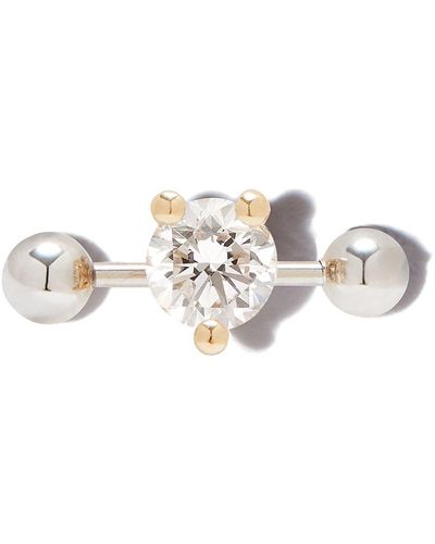 Delfina Delettrez 18kt Yellow Gold Two In One Diamond Single Stud Earring - Metallic