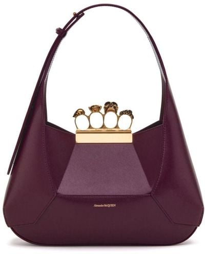 Alexander McQueen The Jewelled Leather Tote Bag - Purple