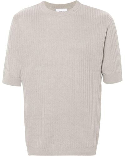 Lardini Ribbed Linen-blend T-shirt - White