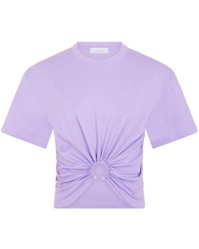 Rabanne Logo-embroidered Cropped T-shirt - Purple
