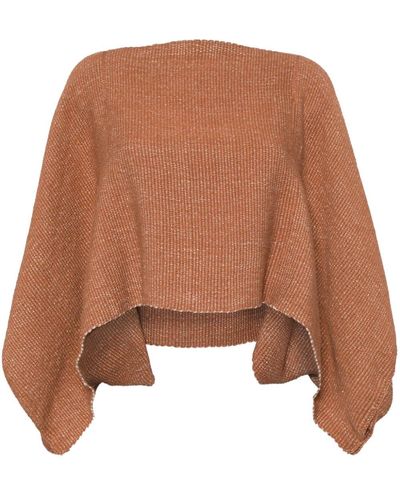 Voz Cropped Cotton Cape - Brown