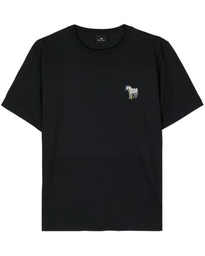 PS by Paul Smith 3d Zebra-print Organic-cotton T-shirt - Black
