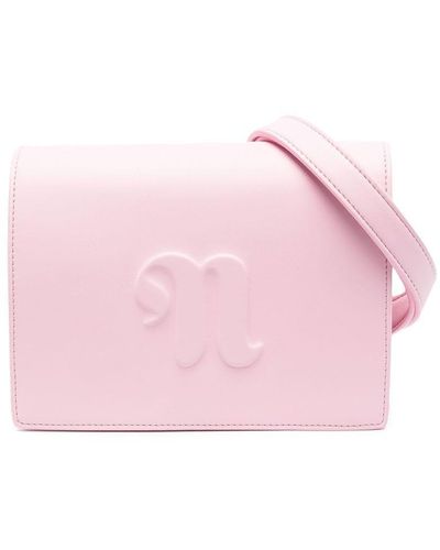 Nanushka Debossed-logo Flap Shoulder Bag - Pink