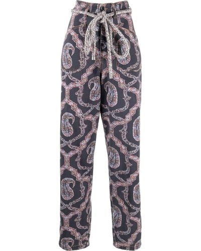 Etro Tapered Pants With Print - Blue