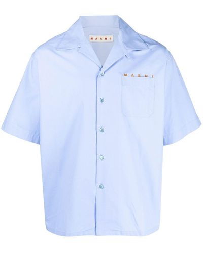 Marni Chemise en coton à manches courtes - Bleu