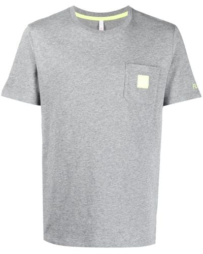 Sun 68 T-shirt en coton à patch logo - Gris