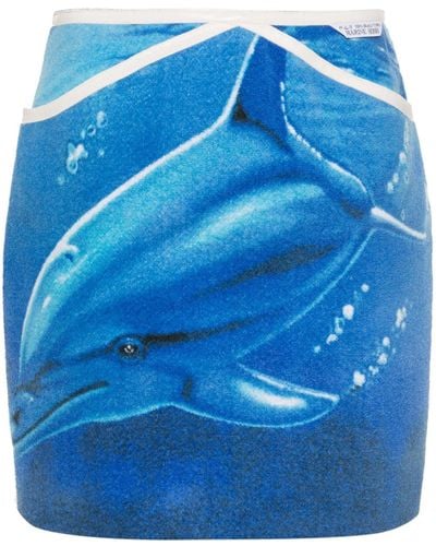 Marine Serre Rok Met Dierenprint - Blauw