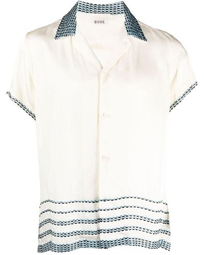 Bode Sellier Embroidered Motif Shirt - White