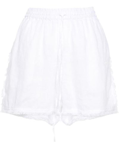 P.A.R.O.S.H. Logo-embroidered frayed shorts - Bianco