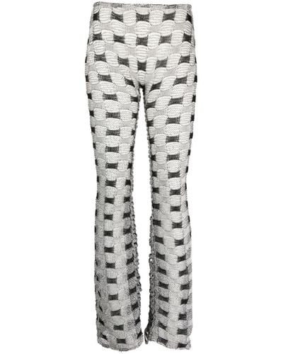 Isa Boulder Check-pattern Knit Trousers - Grey