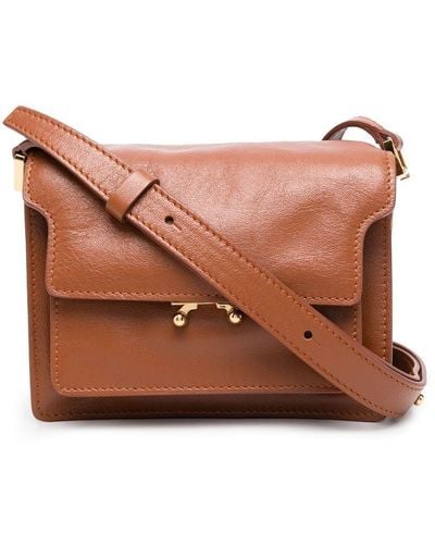 Marni Trunk Leather Satchel Bag - Brown