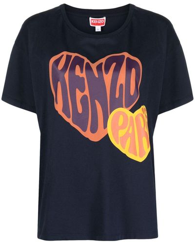 KENZO Camiseta con logo estampado - Azul