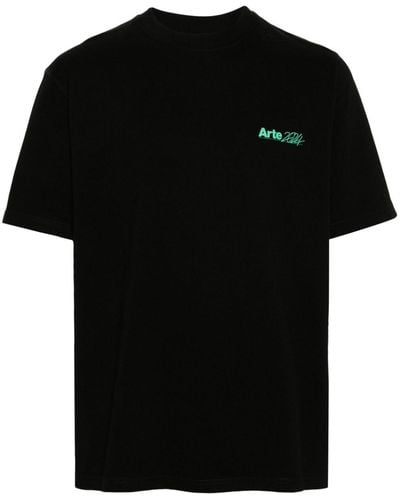 Arte' Katoenen T-shirt Met Logoprint - Zwart