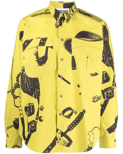 Moschino Graphic-print Cotton Shirt - Yellow