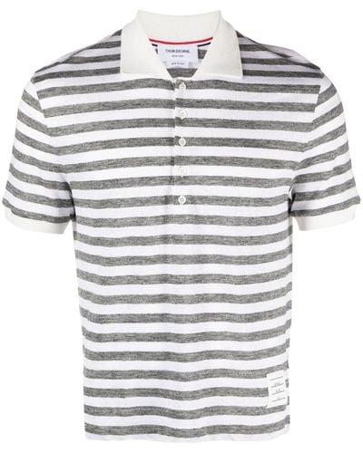 Thom Browne Polo a rayas - Gris