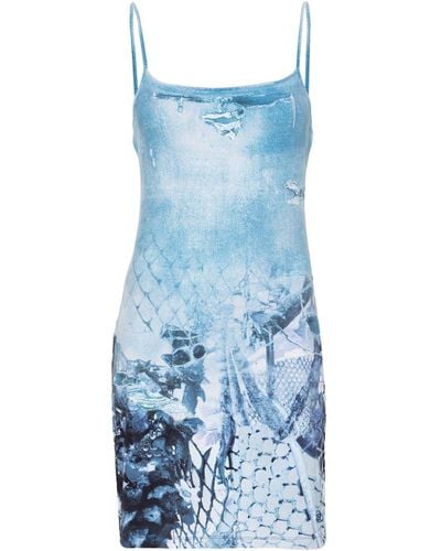 DIESEL Abstract-print Mini Dress - Blue