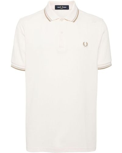Fred Perry Logo-embroidered Cotton Polo Shirt - White