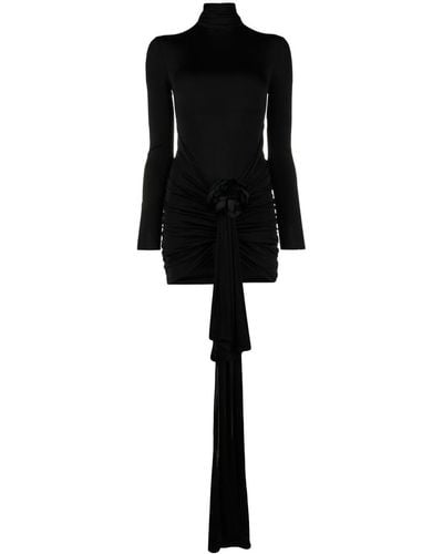 Saint Laurent Jersey High Neck Short Dress - Black