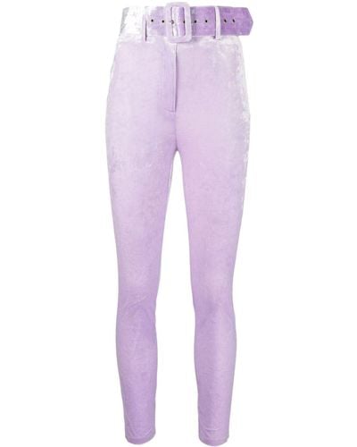 Patrizia Pepe Belted High-waist Pants - Purple