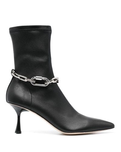 STUDIO AMELIA 70mm Chain-link Pointed-toe Boots - Black
