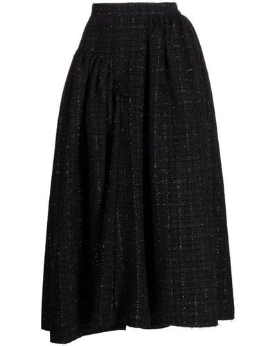 Goen.J Tweed Ruched-panel Midi-skirt - Black